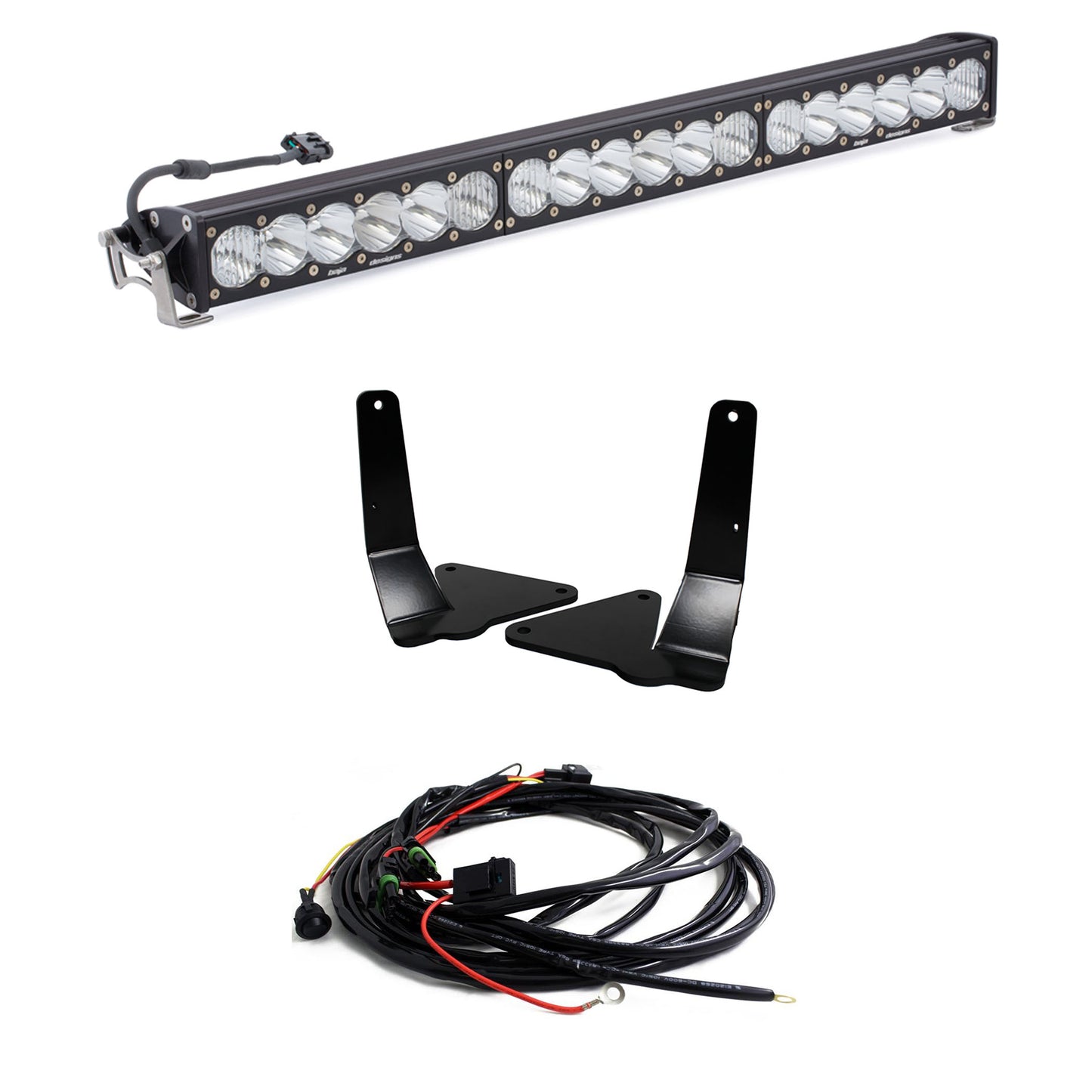 All components of Baja Designs Chevy/GMC OnX6+ 30 Inch Grille Lower Light Bar Kit - 2015-18 Colorado/Canyon