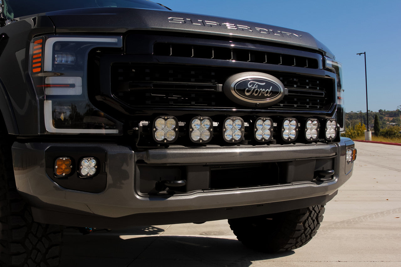 Close Up Installed Baja Designs Ford XL Linkable Bumper Light Kit - Ford 2020-22 F-250/350 Super Duty