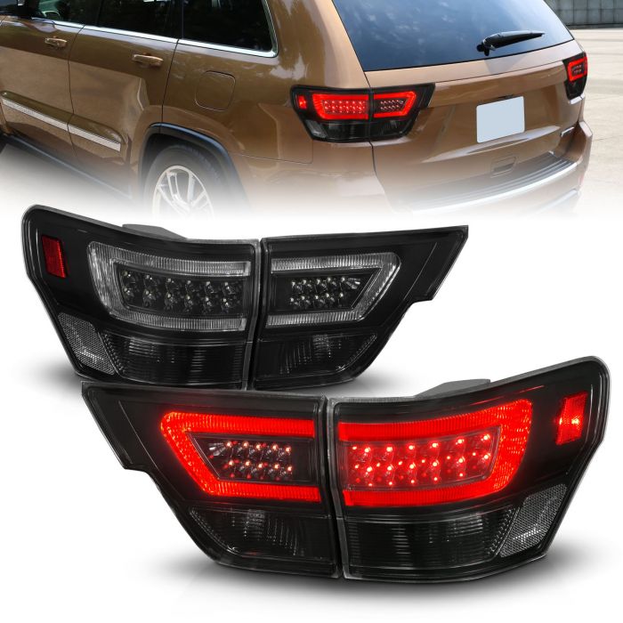 ANZO JEEP LED LIGHT BAR TAIL LIGHTS 4PCS BLACK SMOKE LENS | GRAND CHEROKEE 11-13