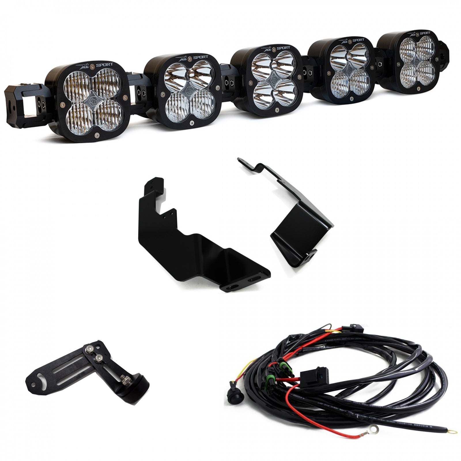 All components of Baja Designs Toyota XL Linkable Bumper Light Kit - Toyota 2016-21 Tacoma