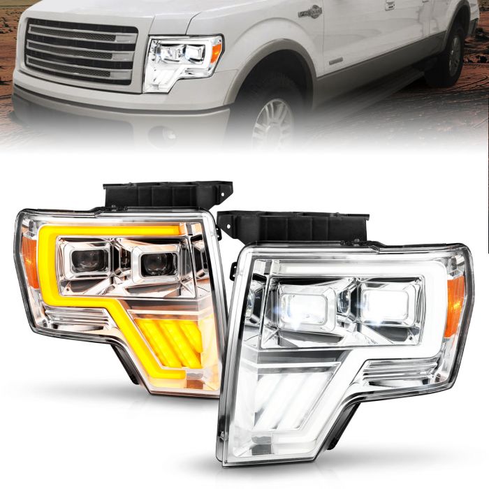 ANZO FORD FULL LED PROJECTOR PLANK HEADLIGHTS CHROME W/ INITIATION & SEQUENTIAL | F-150 09-14