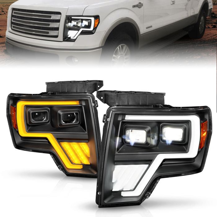 ANZO FORD FULL LED PROJECTOR PLANK HEADLIGHTS BLACK W/ INITIATION & SEQUENTIAL | F-150 09-14