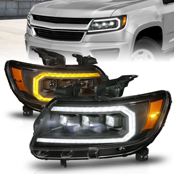 ANZO CHEVY FULL LED PROJECTOR HEADLIGHTS BLACK W/ INITIATION & SEQUENTIAL (FACTORY HALOGEN MODELS ONLY) | COLORADO 15-22