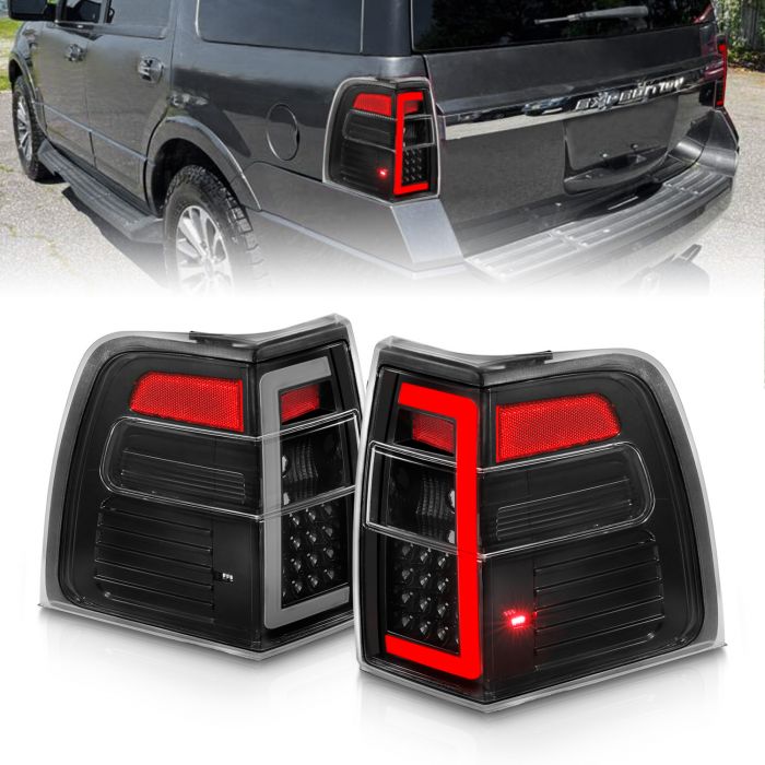 ANZO FORD LED C BAR TAIL LIGHTS BLACK CLEAR LENS W/ SEQUENTIAL SIGNAL | EXPEDITION 07-17