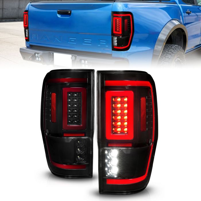 ANZO FORD FULL LED TAIL LIGHTS BLACK SMOKE LENS W/ SEQUENTIAL SIGNAL (FOR ALL MODELS) | RANGER 19-23