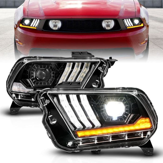 ANZO FORD FULL LED PROJECTOR LIGHT BAR STYLE HEADLIGHTS BLACK W/ SEQUENTIAL SIGNAL | MUSTANG 10-12 HID MODEL / 10-14 HALOGEN MODEL