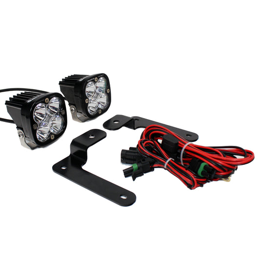 All components of Baja Designs Jeep JL/JT Squadron Pro A-Pillar Light Kit - 2020-22 Gladiator; 2018-22 Wrangler JL