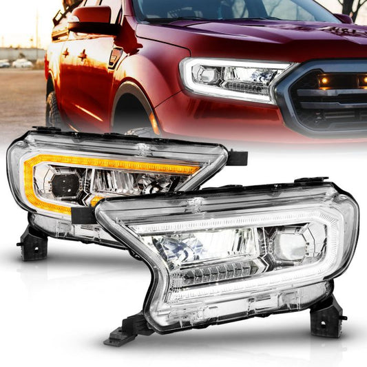 Anzo Ford Full Led Projector Headlights Chrome W/ Initiation & Sequential (Factory Halogen Model) | Ranger 19-23