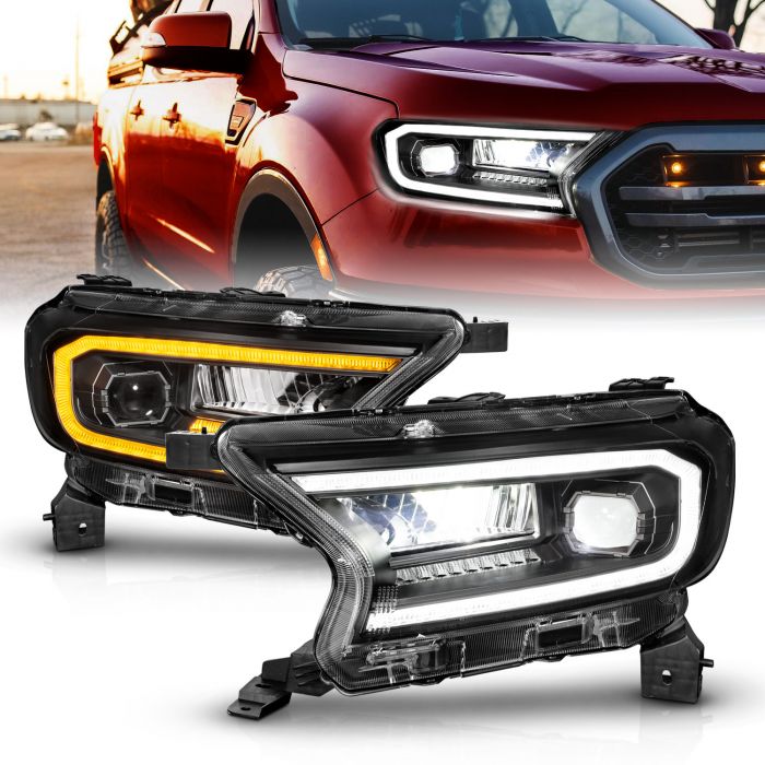 ANZO FORD FULL LED PROJECTOR HEADLIGHTS BLACK W/ INITIATION & SEQUENTIAL (FOR FACTORY HALOGEN MODEL) | RANGER 19-23
