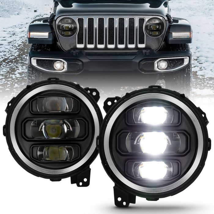 ANZO JEEP FULL LED PROJECTOR HEADLIGHTS BLACK | WRANGLER JL 18-23 / GLADIATOR 20-23