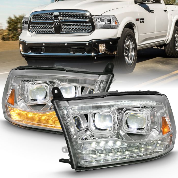 ANZO DUAL LED PROJECTOR SWITCHBACK HEADLIGHTS CHROME (FOR ALL MODELS) | DODGE RAM 1500 09-18 / RAM 2500/3500 10-18