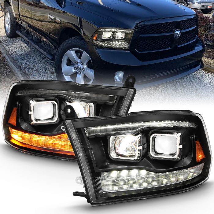 ANZO DUAL LED PROJECTOR SWITCHBACK HEADLIGHTS BLACK (FOR ALL MODELS) | DODGE RAM 1500 09-18 / RAM 2500/3500 10-18