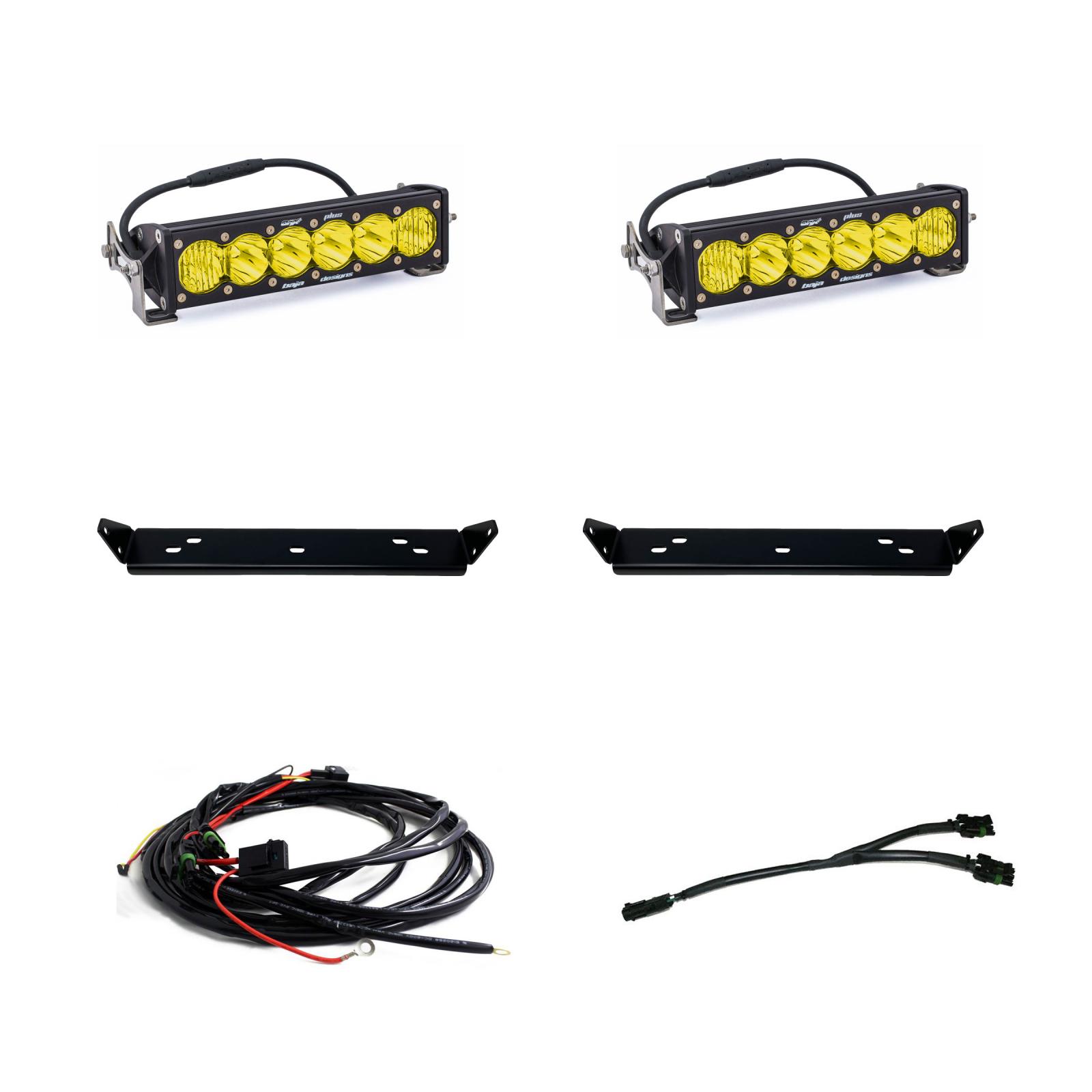 Amber Baja Designs Ford OnX6+ 10 Inch Dual Behind Grille Light Bar Kit - 2021-22 F-150 Raptor