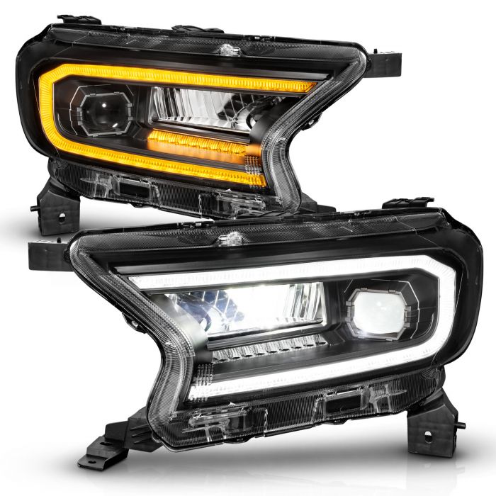 ANZO FORD FULL LED PROJECTOR HEADLIGHTS BLACK W/ INITIATION & SEQUENTIAL (FOR FACTORY HALOGEN MODEL) | RANGER 19-23