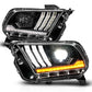 ANZO FORD FULL LED PROJECTOR LIGHT BAR STYLE HEADLIGHTS BLACK W/ SEQUENTIAL SIGNAL | MUSTANG 10-12 HID MODEL / 10-14 HALOGEN MODEL