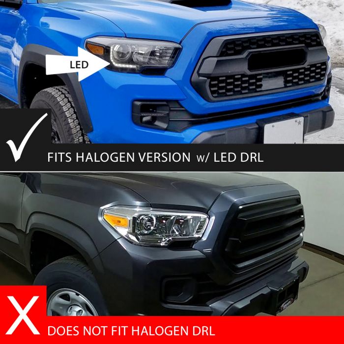 Fitment of ANZO FULL LED PROJECTOR HEADLIGHTS BLACK (FOR HALOGEN VERSION WITH LED DRL) | TOYOTA TACOMA 16-23