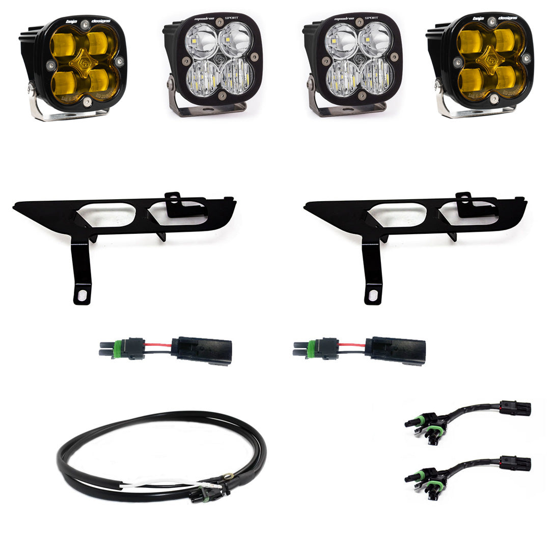 Upfitter System Amber Baja Designs Ford Squadron SAE/Sport Fog Pocket Light Kit - Ford 2021-22 F-150; NOTE: w/ Daytime Running Lights (DRL)