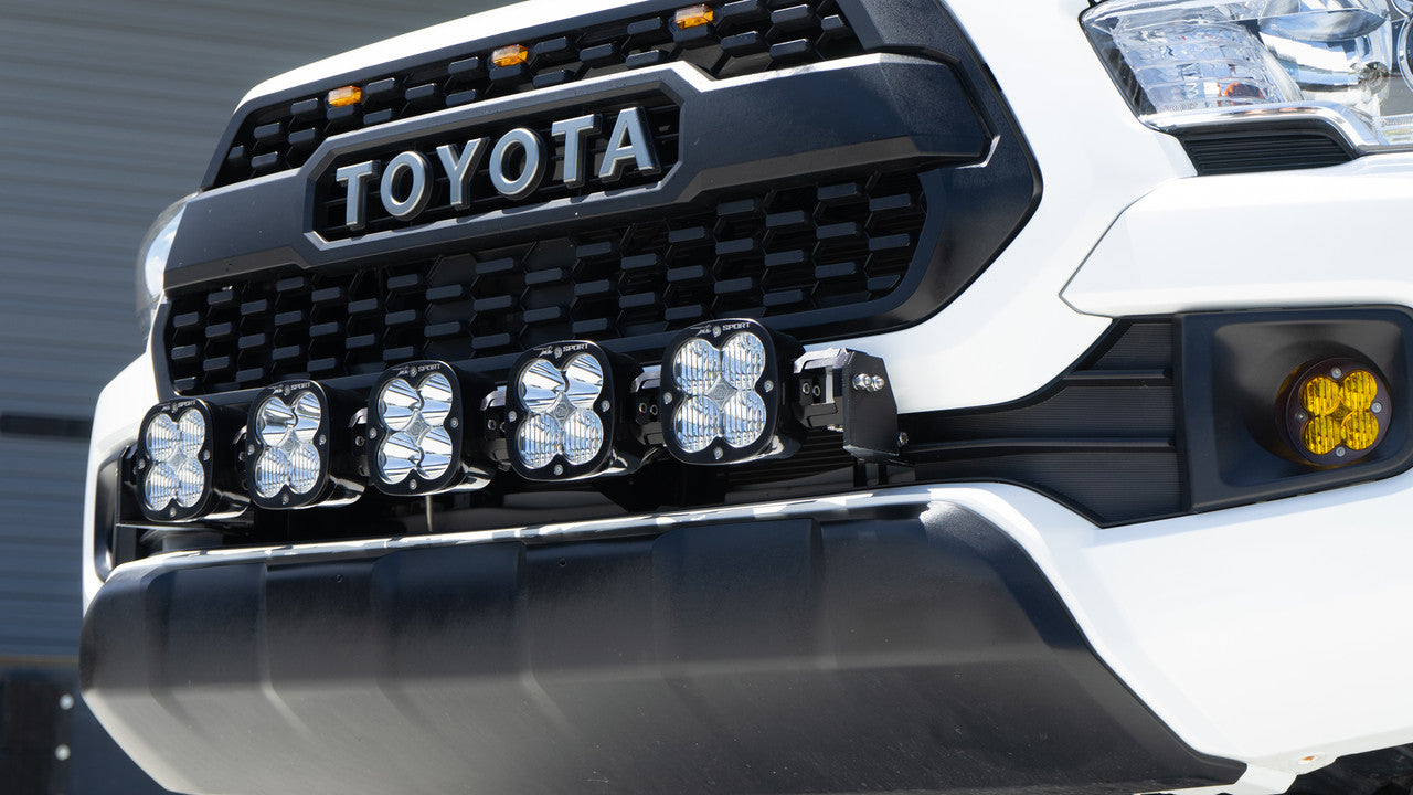 Installed on Car close view Baja Designs Toyota XL Linkable Bumper Light Kit - Toyota 2016-21 Tacoma