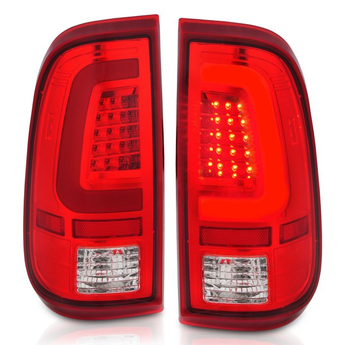 ANZO LED C BAR TAIL LIGHTS CHROME RED/CLEAR LENS | FORD F-250/F-350/F-450/F-550 SUPER DUTY 08-16