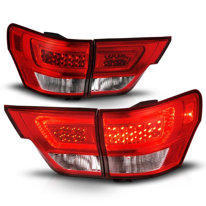 ANZO JEEP  LED LIGHT BAR TAIL LIGHTS 4PCS CHROME RED/CLEAR LENS | GRAND CHEROKEE 11-13