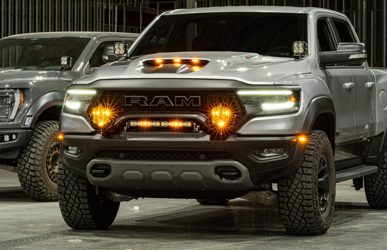 Installed on Car Baja Designs Ram XL80 A-Pillar Light Kit - Ram 2019-22 1500 Rebel; 2021-22 1500 TRX