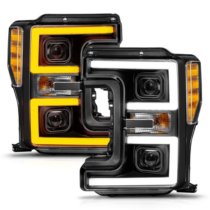 ANZO FORD FULL LED PROJECTOR SWITCHBACK PLANK HEADLIGHTS BLACK (FOR FACTORY HALOGEN MODELS ONLY) | F-250/F-350/F-450 SUPER DUTY 17-19