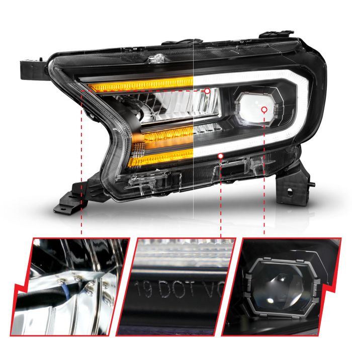 DIfferent Usages of ANZO FORD FULL LED PROJECTOR HEADLIGHTS BLACK W/ INITIATION & SEQUENTIAL (FOR FACTORY HALOGEN MODEL) | RANGER 19-23