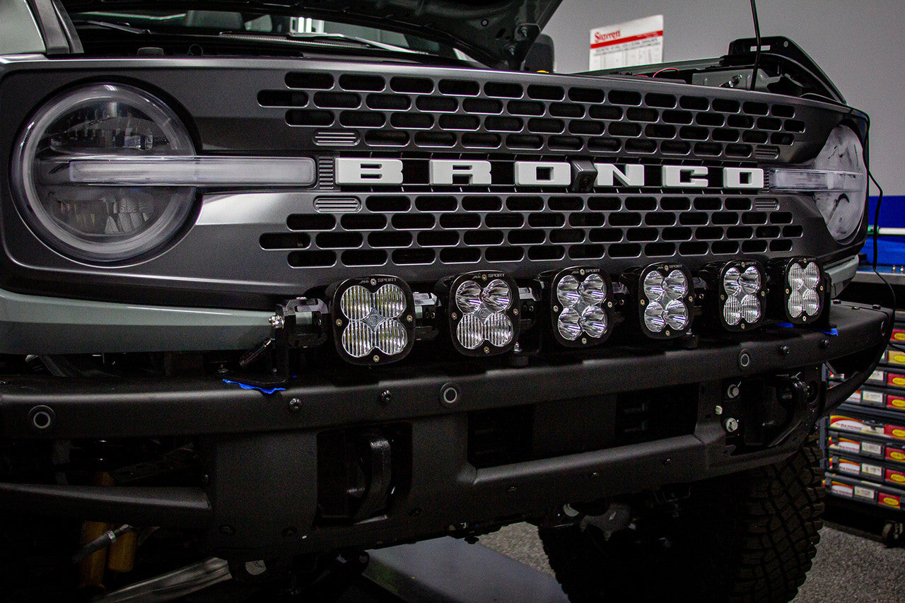 Installed On Car Close Look Baja Designs Ford XL Linkable Bumper Light Kit - 2021-23 Bronco