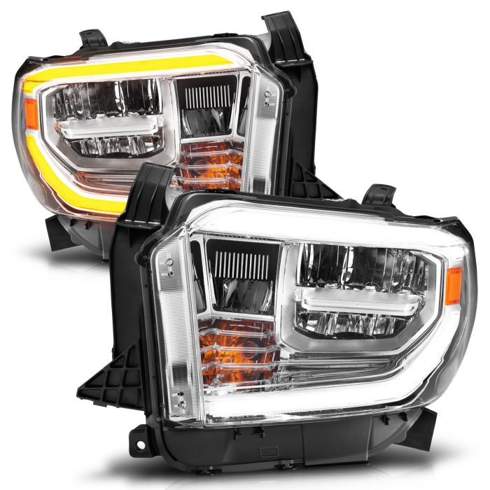 ANZO LED CRYSTAL SWITCHBACK PLANK STYLE HEADLIGHTS CHROME(LED HIGH/LOW BEAM)(FOR OEM HALOGEN MODEL W/ HALOGEN DRL) | TOYOTA TUNDRA 14-17