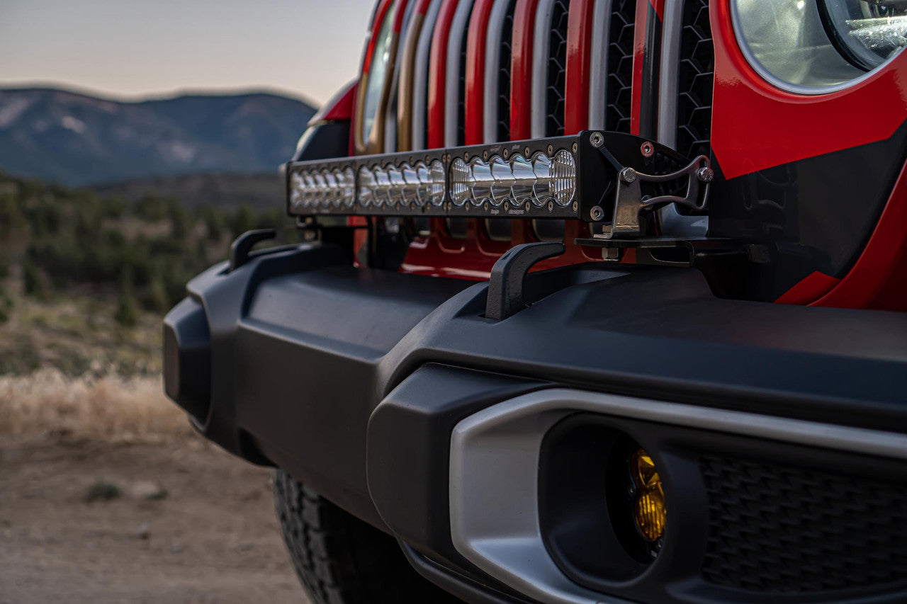 Installed on Car Close Up Baja Designs Jeep JL/JT OnX6+ 30 Inch Bumper Light Kit - 2020-22 Gladiator; 2018-22 Wrangler JL