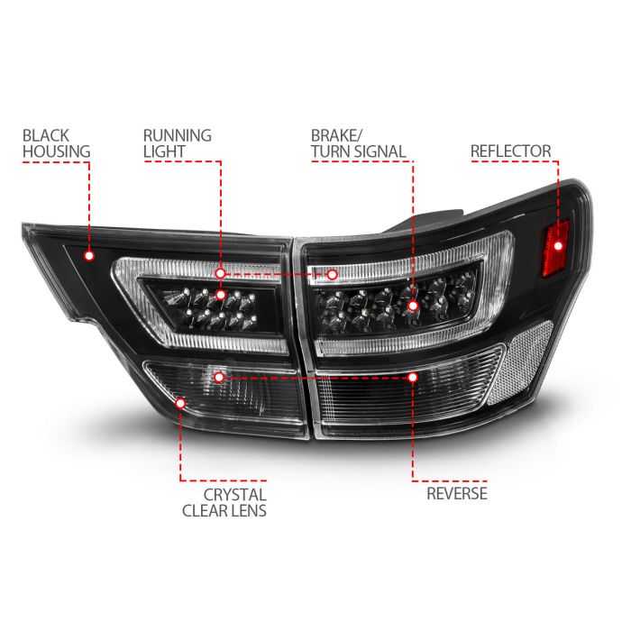 Different Features of ANZO JEEP LED LIGHT BAR TAIL LIGHTS 4PCS BLACK CLEAR LENS | GRAND CHEROKEE 11-13