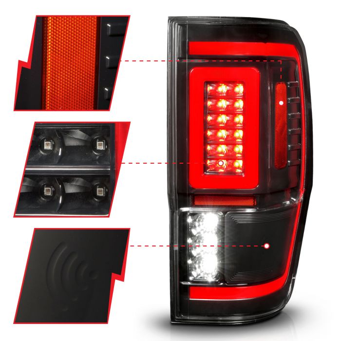 ANZO FORD FULL LED TAIL LIGHTS BLACK CLEAR LENS W/ SEQUENTIAL SIGNAL (FOR ALL MODELS) | RANGER 19-23