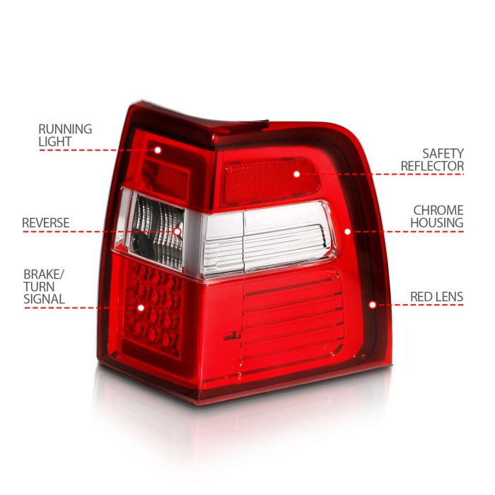Different Features of ANZO FORD LED C BAR STYLE TAIL LIGHTS CHROME RED/CLEAR LENS W/ SEQUENTIAL SIGNAL | EXPEDITION 07-17