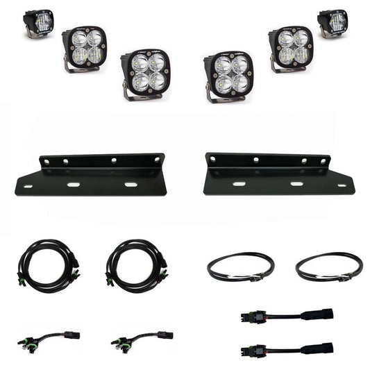 All components of Baja Designs Ford Squadron Unlimited/S1 Fog Pocket Light Kit - Ford 2021-22 F-150 Raptor