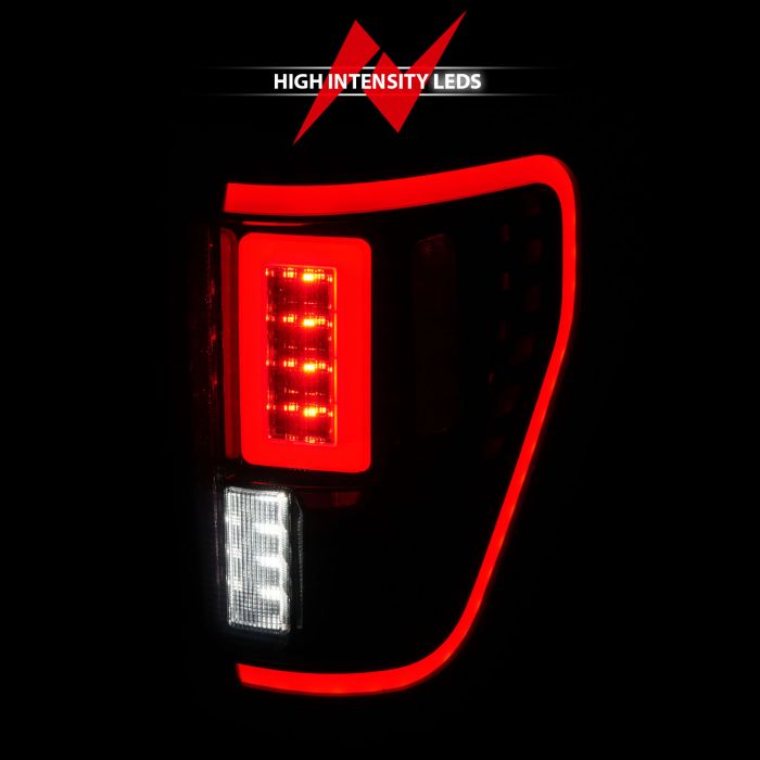 High Intensity LEDs of ANZO FORD FULL LED TAIL LIGHTS BLACK SMOKE LENS W/ INITIATION & SEQUENTIAL (FOR HALOGEN MODEL W/O BLIS & LED MODEL W/ BLIS SYSTEM) | F-150 21-23