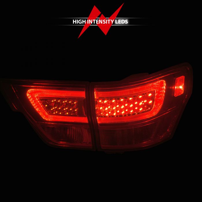 High Intensity LEDs of ANZO JEEP  LED LIGHT BAR TAIL LIGHTS 4PCS CHROME RED/CLEAR LENS | GRAND CHEROKEE 11-13