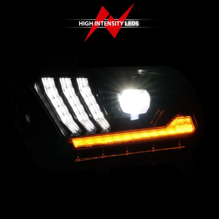 High Intensity LEDs of ANZO FORD FULL LED PROJECTOR LIGHT BAR STYLE HEADLIGHTS BLACK W/ SEQUENTIAL SIGNAL | MUSTANG 10-12 HID MODEL / 10-14 HALOGEN MODEL