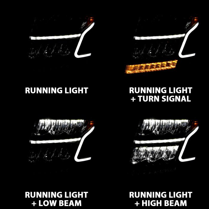 Running Lights of ANZO LED CRYSTAL PLANK STYLE HEADLIGHTS BLACK W/ SEQUENTIAL SIGNAL | CHEVY TAHOE/SUBURBAN 15-20