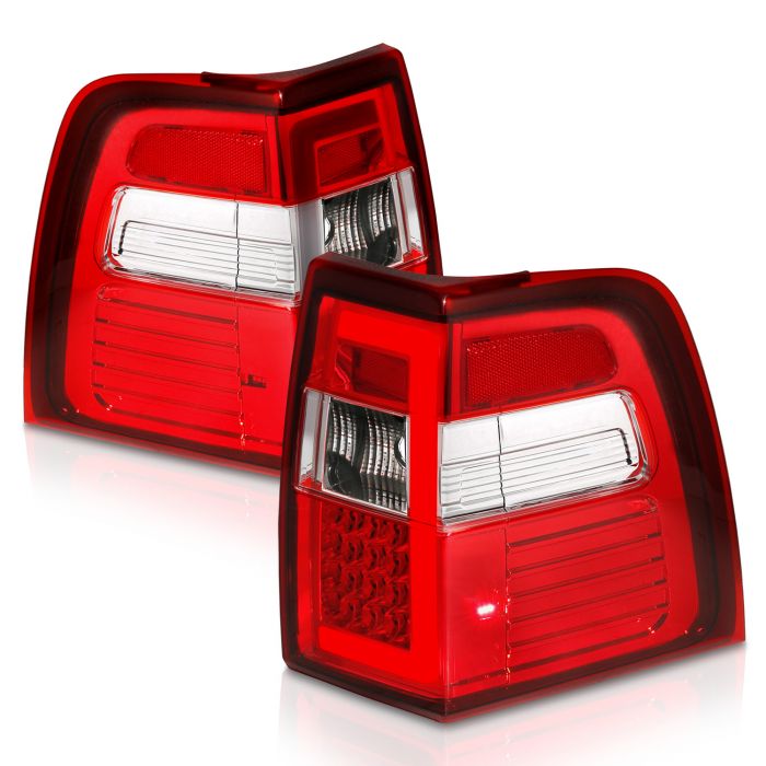 ANZO FORD LED C BAR STYLE TAIL LIGHTS CHROME RED/CLEAR LENS W/ SEQUENTIAL SIGNAL | EXPEDITION 07-17