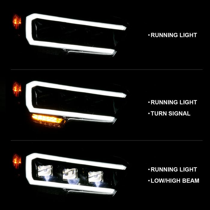 Running Light Signals of ANZO FULL LED PROJECTOR HEADLIGHTS BLACK (FOR HALOGEN VERSION WITH LED DRL) | TOYOTA TACOMA 16-23