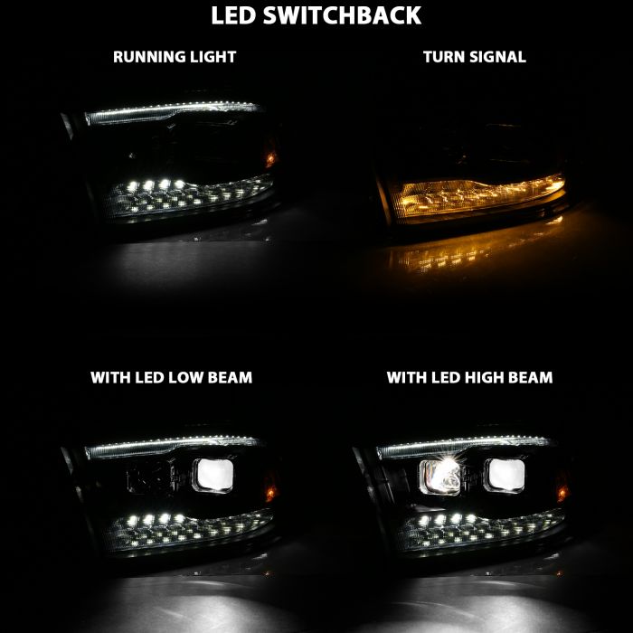 LED Switchback of ANZO DUAL LED PROJECTOR SWITCHBACK HEADLIGHTS BLACK (FOR ALL MODELS) | DODGE RAM 1500 09-18 / RAM 2500/3500 10-18