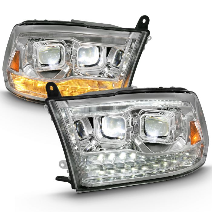 ANZO DUAL LED PROJECTOR SWITCHBACK HEADLIGHTS CHROME (FOR ALL MODELS) | DODGE RAM 1500 09-18 / RAM 2500/3500 10-18
