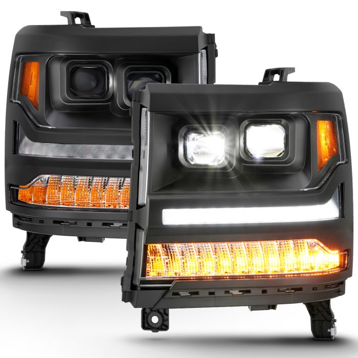 ANZO FULL LED PROJECTOR PLANK HEADLIGHTS BLACK (FOR HID MODELS ONLY) | CHEVY SILVERADO 1500 16-18