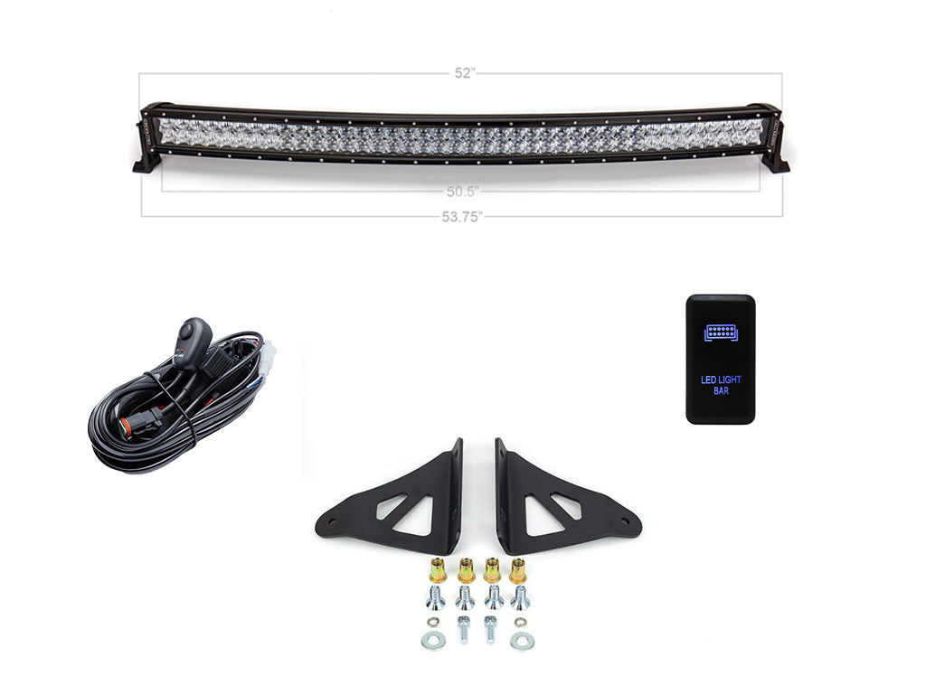 All Components of Cali Raised 52" Curved LED Light Bar Roof Brackets Kit | 2003-2023 Toyota 4Runner