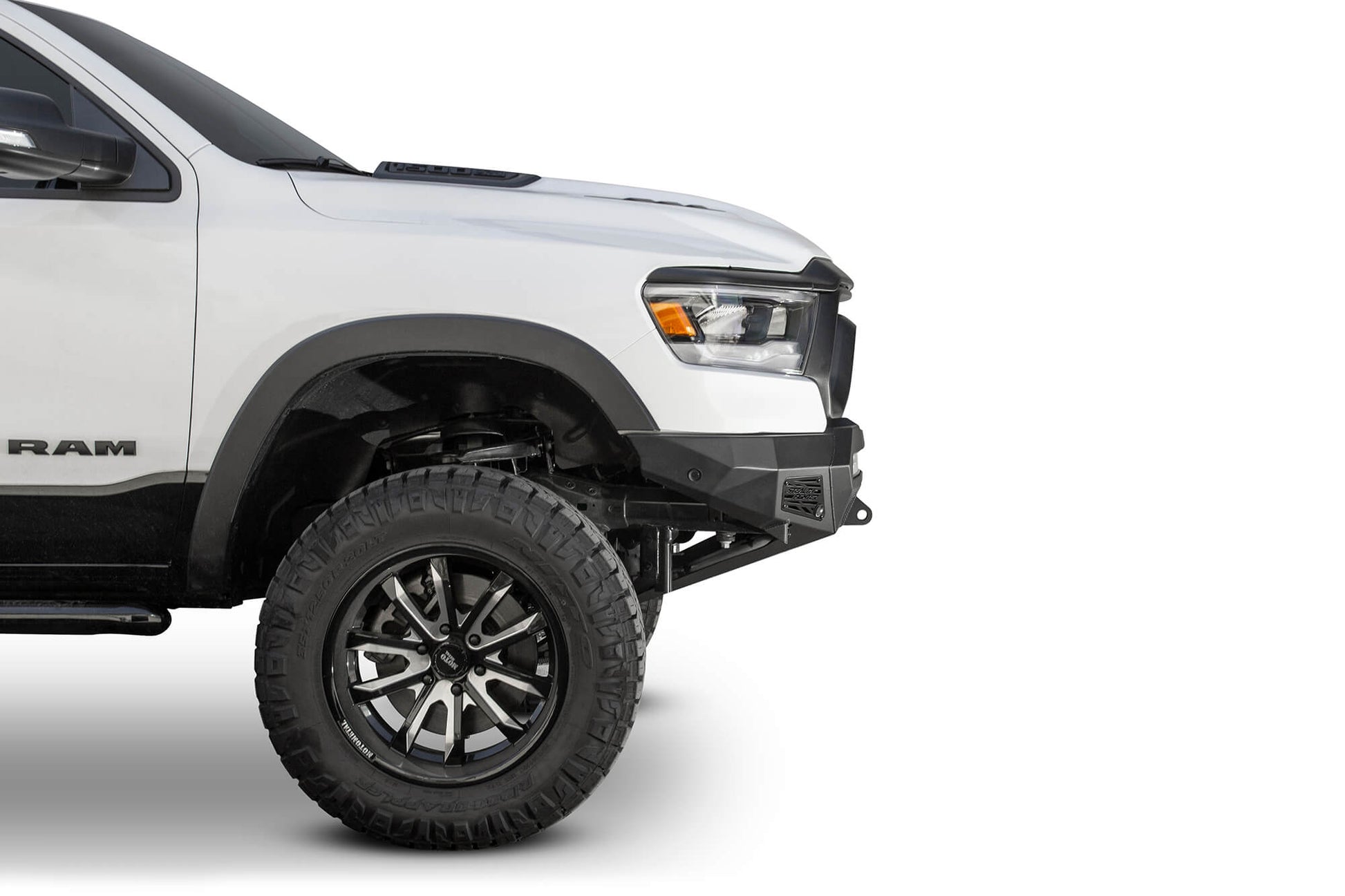 Side View of Installed ADD Stealth Fighter Front Bumper | 2019-2023 RAM Rebel
