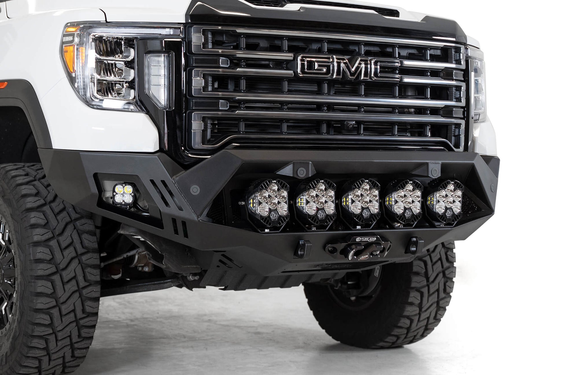 Installed on Car Close Front View ADD GMC Bomber HD Front Bumper | 2020-2023 Sierra 2500/3500