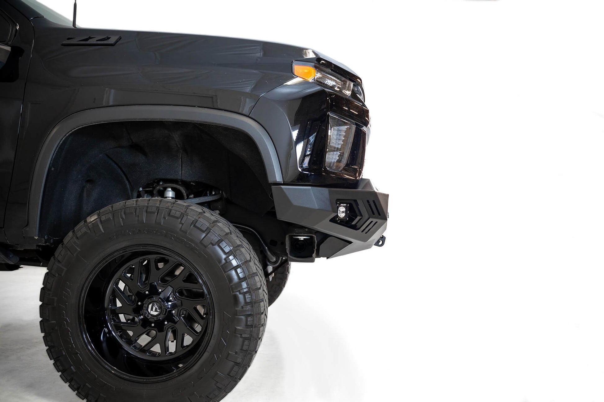 Side View of Installed ADD Stealth Fighter Front Bumper | 2020 - 2022 Chevy 2500/3500