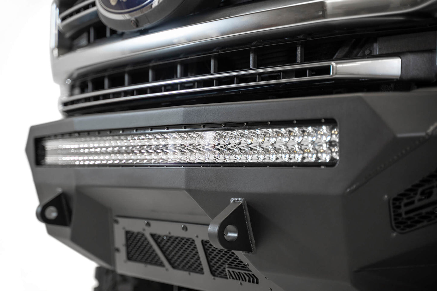 LED Light Bar on Installed ADD Stealth Fighter Front Bumper | 2017-2022 Ford Super Duty