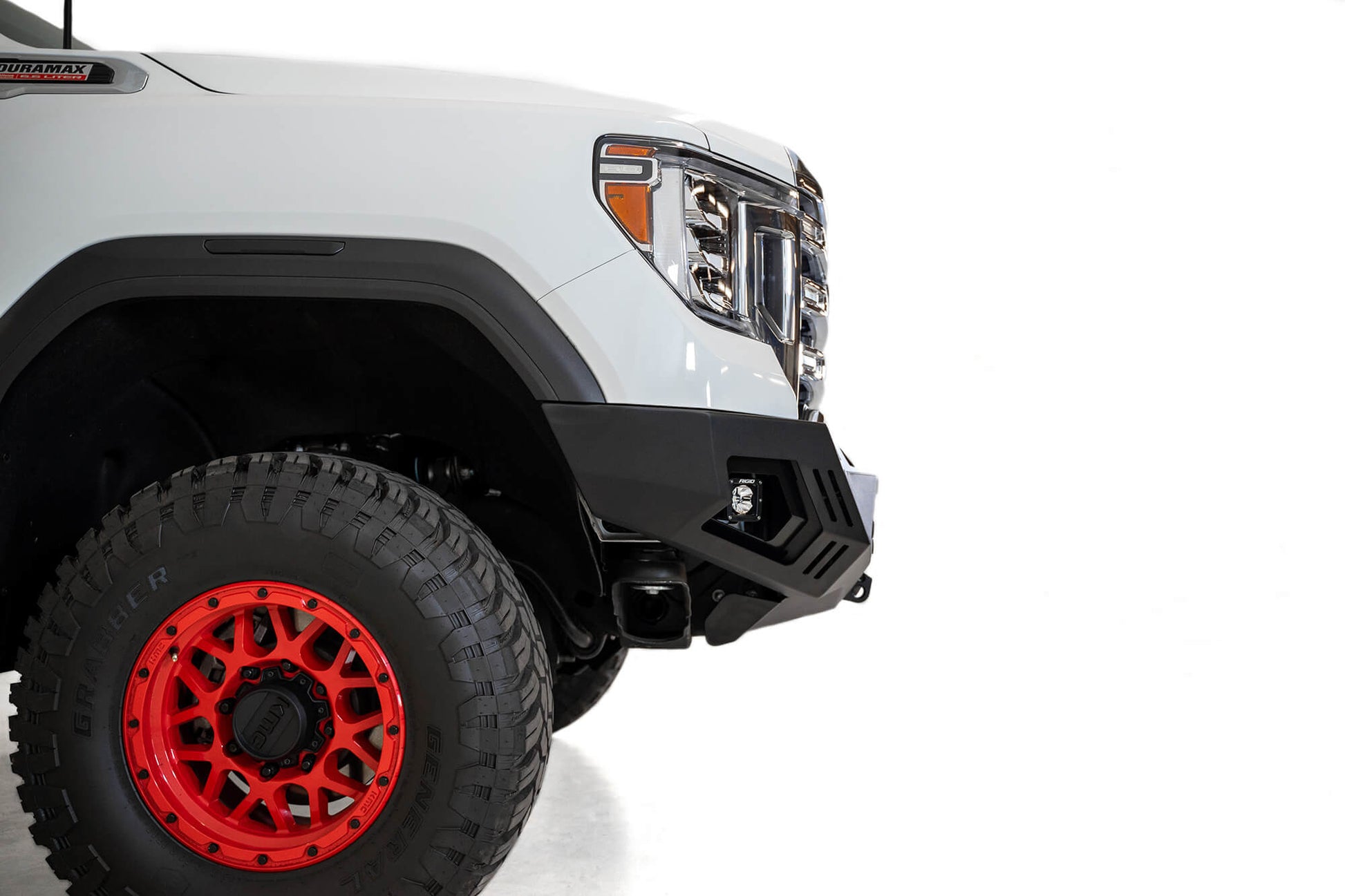Side View of Installed ADD Stealth Fighter Front Bumper | 2020-2023 GMC 2500/3500
