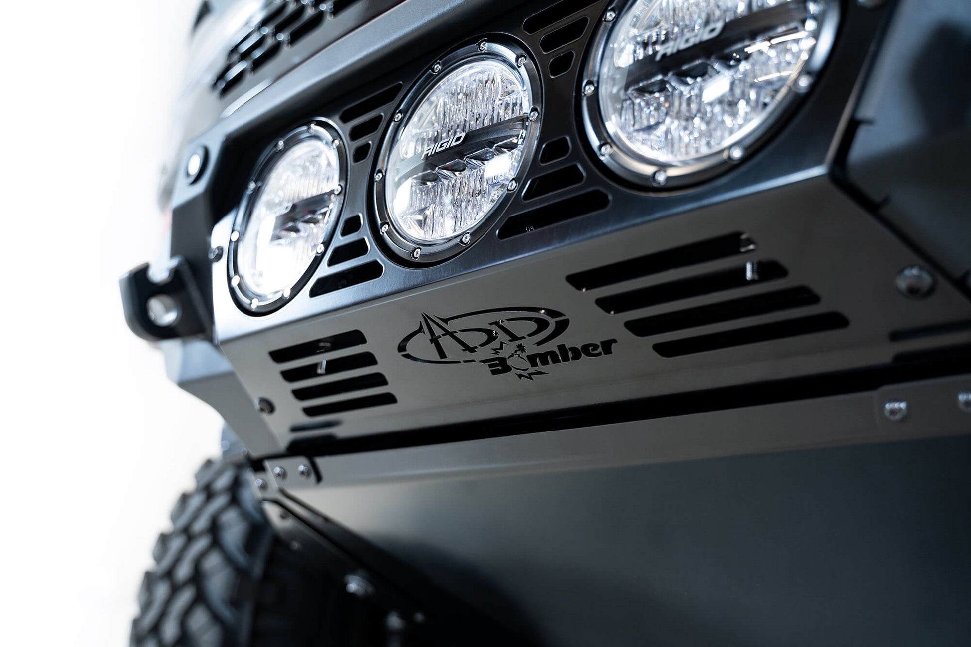 ADD Bomber Logo on Installed ADD Bomber Front Bumper (Rigid) | 2021-2023 Ford Bronco